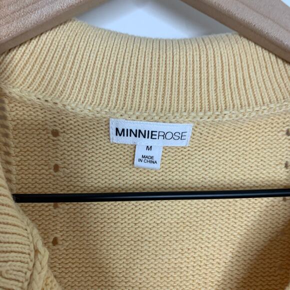 Minnie Rose Short Sleeve Pointelle Cardigan Medium Cotton Cashmere - Picture 12 of 16